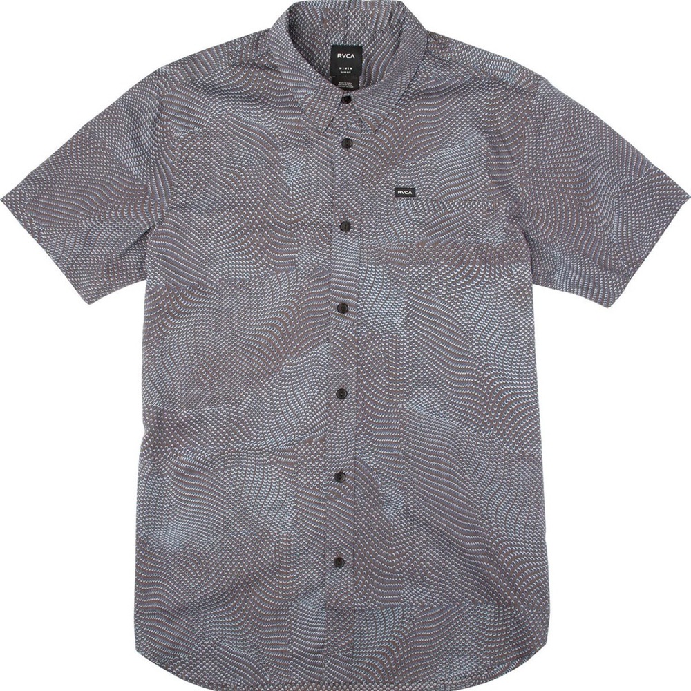 RVCA Gray Casual Button Down Shirt Short Sleeve